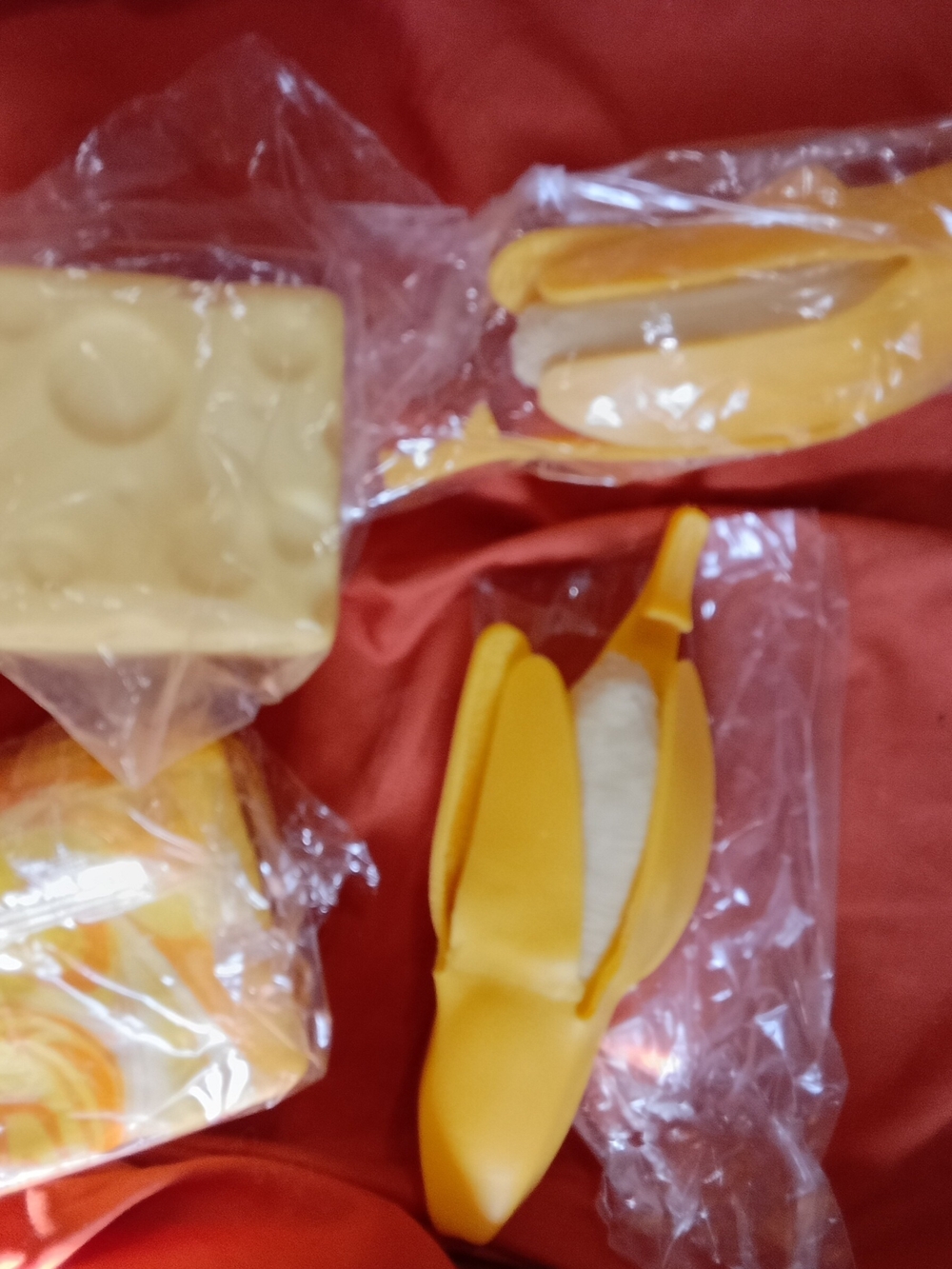 Yellow Party Banana Favor Toy & Cheese Cubes - Squishy CHOOSE ONE